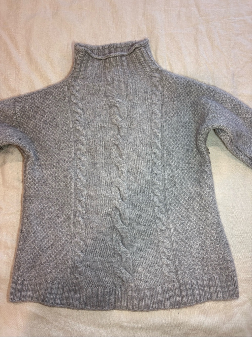 Mantovani Studio Gray 100% Italian Cashmere Ribbed Turtleneck Sweater Large L - Picture 2 of 9